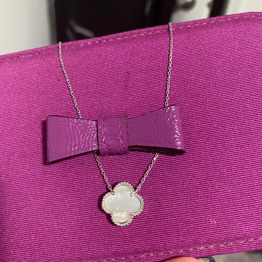 White Mother Of Pearl S 925 Silver Clover Necklace